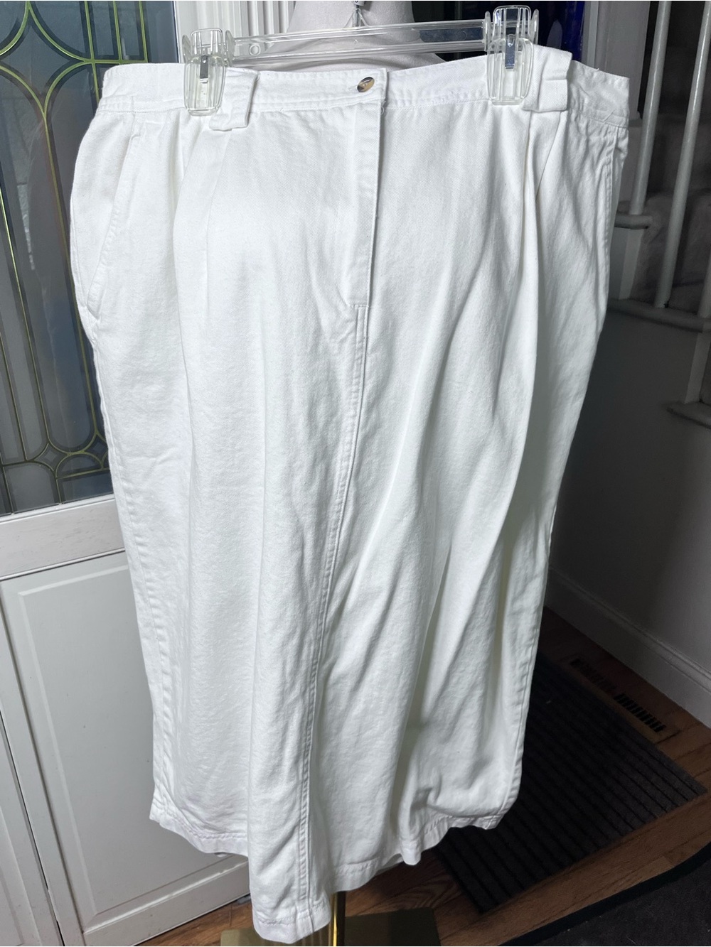 Just Me White Y2K Cotton Midi Skirt 26W Elastic Waist Classic Minimalist Plus